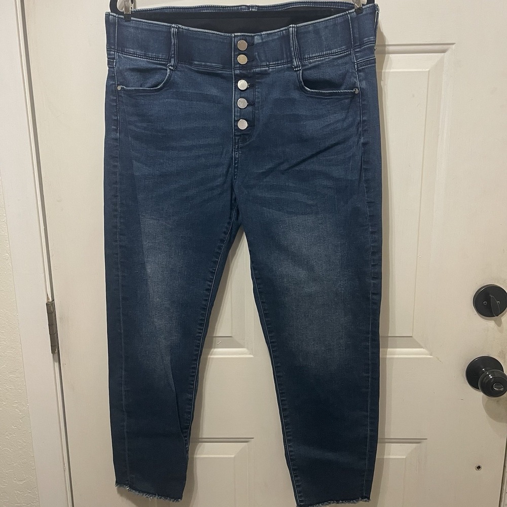 APT 9 Jeans Size 16 x 24 Mid Rise Dark Wash Stretch Tummy Control Elastic Band